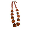 Vintage Glass & Crystal Brass Flower Necklace (A3888)