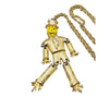 Super Cute Vintage Enameled Face Articulating Scarecrow Pendant Necklace (A1470)