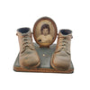 Vintage Bronzed Baby Shoes And Picture (A6374)