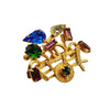 Vintage Dainty Jeweled Wheelbarrow Brooch (A493)