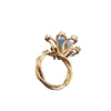 Vintage Pretty Moonglow Glass Adjustable Flower Ring (A3728)