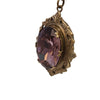 Vintage Faceted Glass Locket Pendant Necklace (A4071)