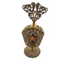 Vintage Czech Filigree Faceted Glass Cabochon Perfume Bottle (A6373)