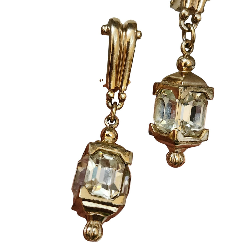 Hard To Find Pennino Signed Hanging Amazing Crystal Clip Earrings (A5726)