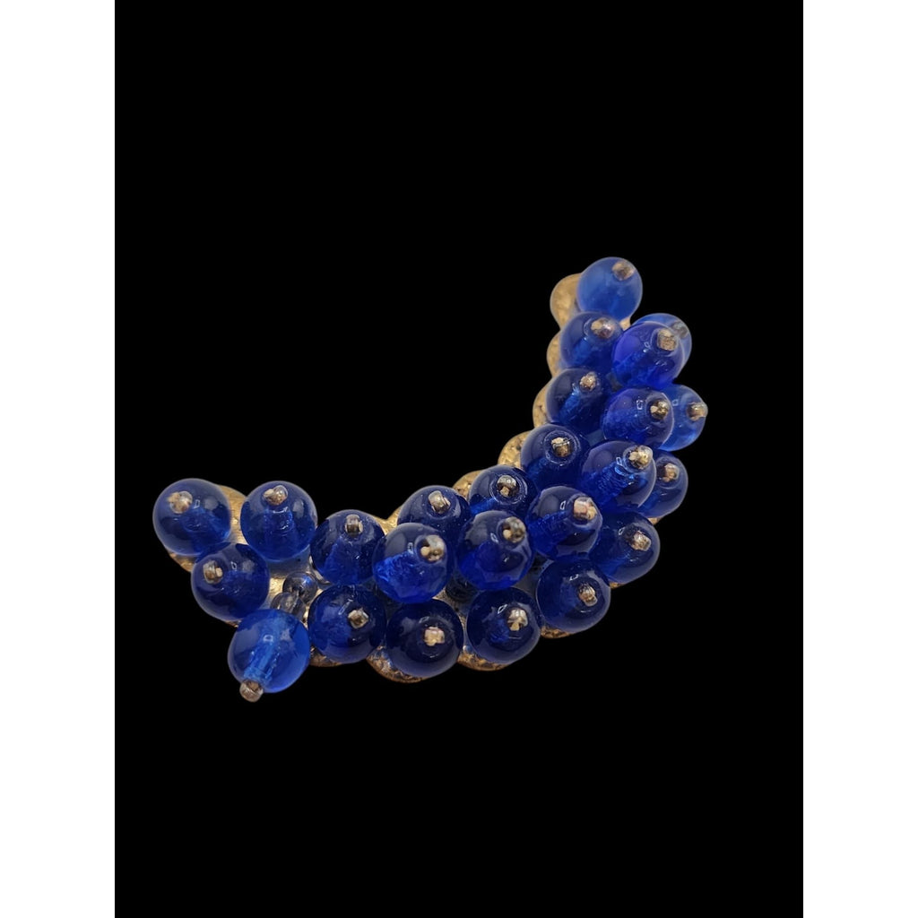 Beautiful Vintage Czechoslovakia Glass Beaded Crescent Shaped Brooch (A5605)