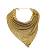 Vintage 80s Gold Mesh Handkerchief Necklace (A7864)