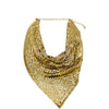 Vintage 80s Gold Mesh Handkerchief Necklace (A7864)