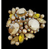 Vintage Unsigned Well Made Blingy Rhinestone and Molded Glass Dimensional Brooch