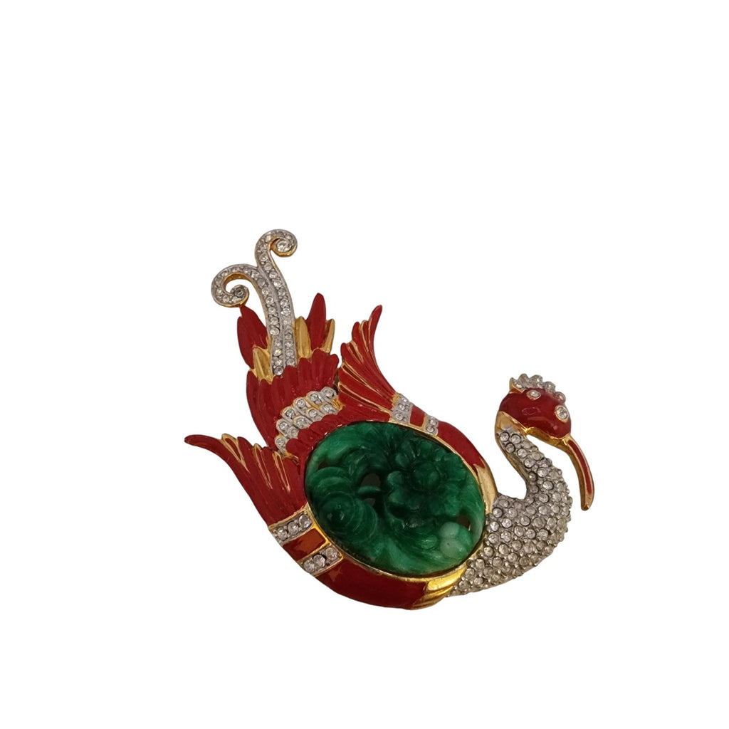 Contemporary Faux Peking Resin Acrylic Swan Brooch (A5342)