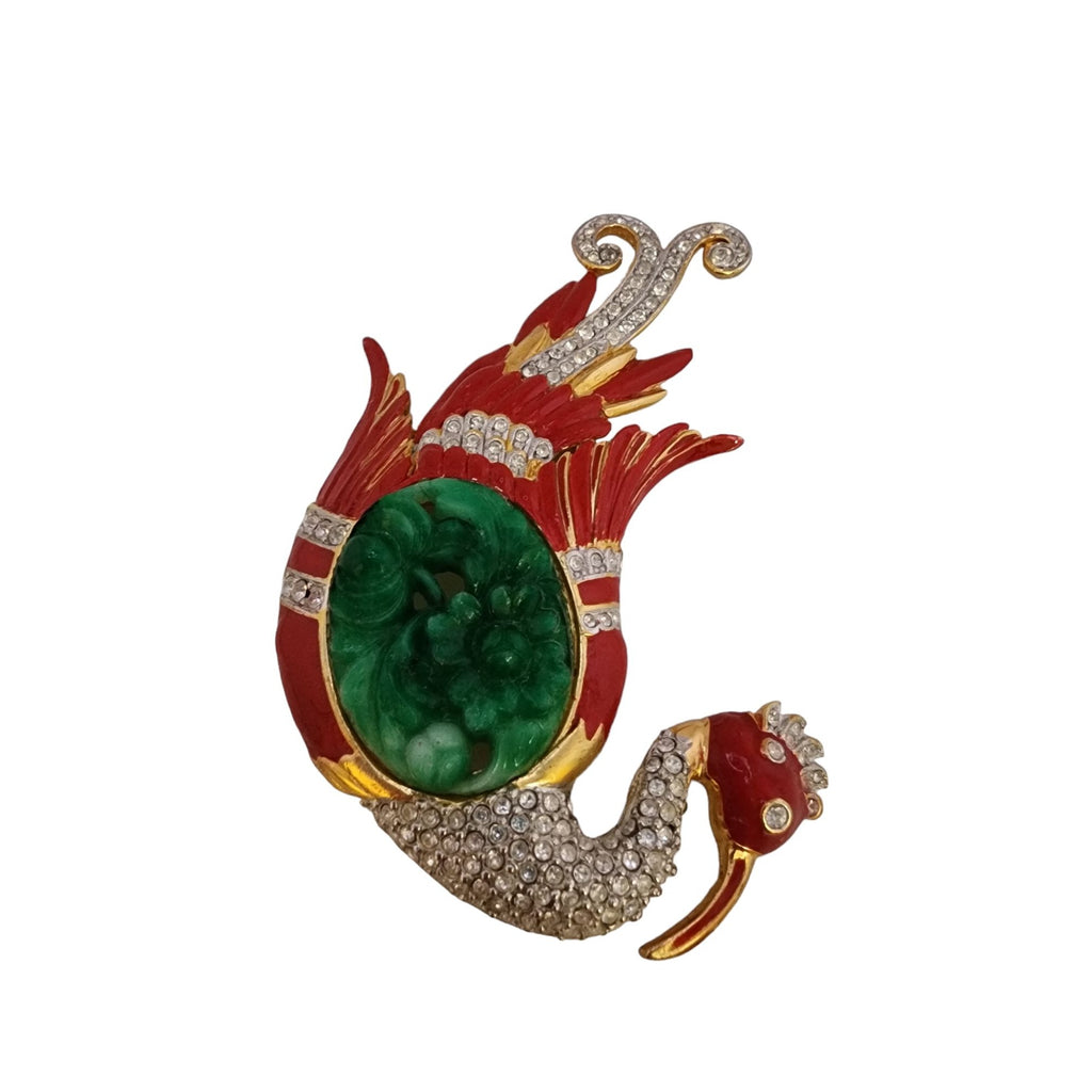 Contemporary Faux Peking Resin Acrylic Swan Brooch (A5342)