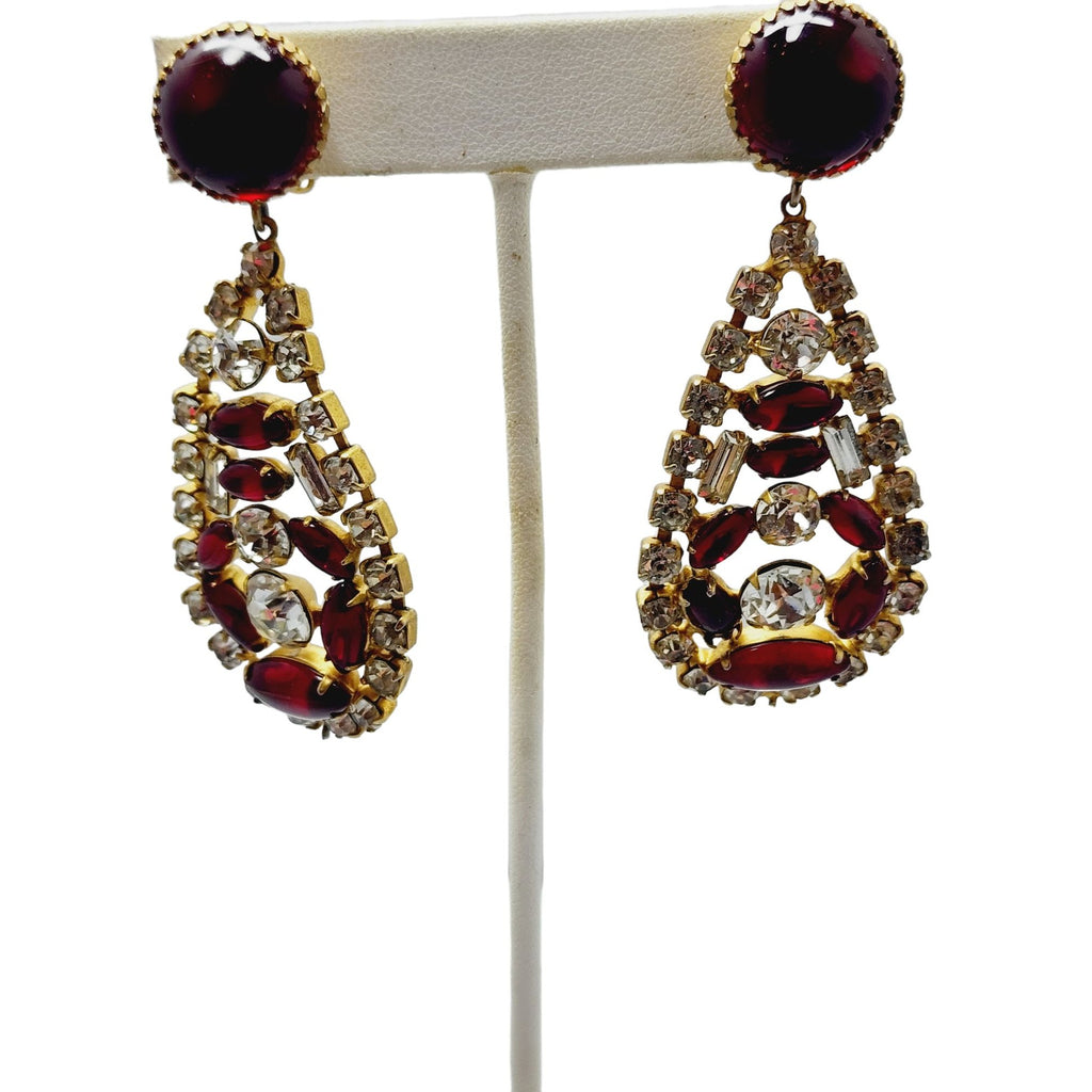 Vintage Rare Signed Hattie Carnegie Runway Jeweled Earring (A741)