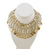 Vintage 80s Faux Pearl & Coin Bib Necklace (A7867)