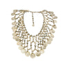 Vintage 80s Faux Pearl & Coin Bib Necklace (A7867)