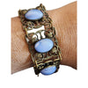 Vintage Mottled Czech Glass & Filigree Bracelet (A2183)