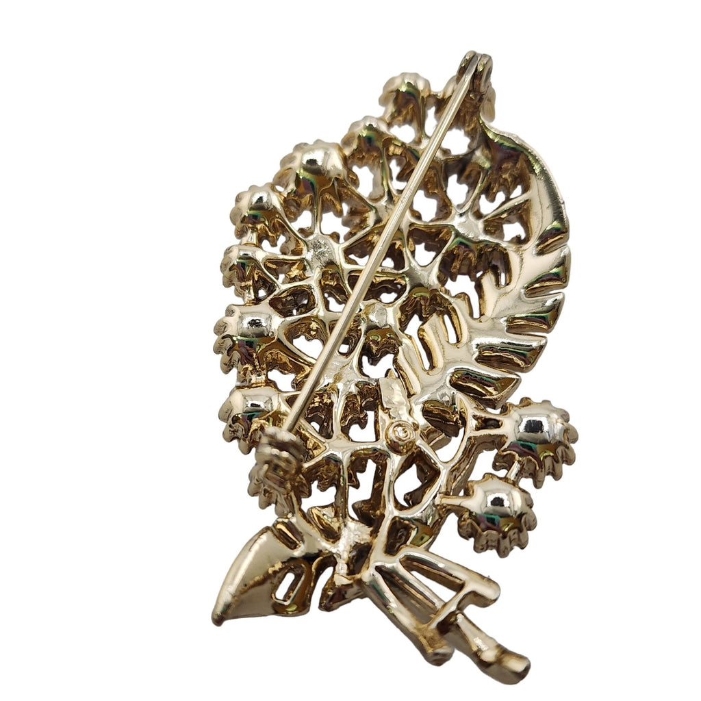 Vintage Blingy Stamped Rhinestone Brooch (A6315)