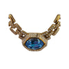 Vintage Rare Signed Ciner Aqua Blue Faceted Glass & Rhinestone Collar Necklace