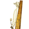 Vintage Milk Glass Wired Crystal Tassel Necklace (A557)