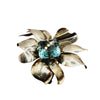 Vintage Signed Sterling Glass Stone Flower Brooch (A567)