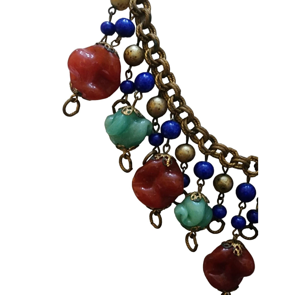 Amazing Vintage Molded Glass Bib Necklace (A4867)