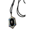 Antique Art Deco Enamel & Sterling Locket Necklace (A4155)