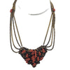 Vintage Heart Shaped Wired Faux C.O.R.A.L Pendant Necklace (A3499)