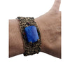 Vintage Czech Style Filigree Brass & Lapis Glass Bracelet (A3858)