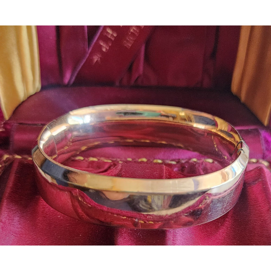 Antique Unique Squared Off Top Bottom Art Deco Gold Filled Bangle Bracelet (A4099)