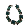 Antique Art Deco Hallmarked Sterling, Enamel & Sugar Loaf Chrysoprase Bracelet