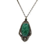 Antique Mottled Green Glass Art Deco & Paste Pendant Necklace (A3884)