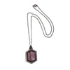 Vintage Art Deco Purple Faceted Glass Pendant Necklace (A4476)