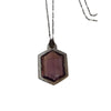 Vintage Art Deco Purple Faceted Glass Pendant Necklace (A4476)