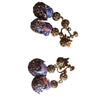 Antique Double Fab Molded Glass Screw Back Earrings (A4266)