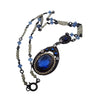 Vintage Enamel & Faceted Glass Pendant Necklace (A3854)