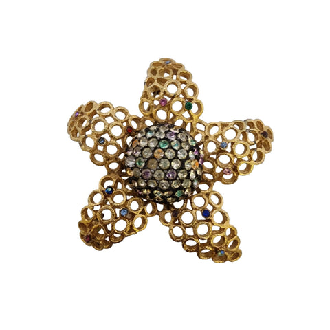 Vintage Unique Mosaic Flower Brooch Signed Italy (A5214)