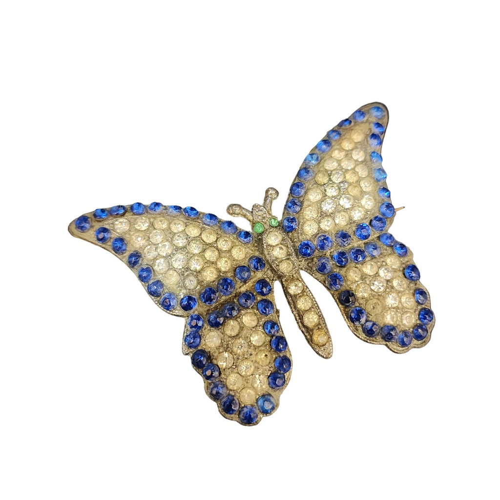 Antique Pot Metal & Paste Butterfly Brooch (A4037)