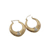 Vintage Diamond and 14kt Gold Textured Hoop Earrings (A6142)