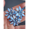 Vintage Multi Blue Rhinestone Dimensional Flower Brooch (A3812)