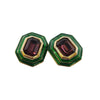 Vintage Enameled Regal Glass 80s Clip Earrings (A3590)