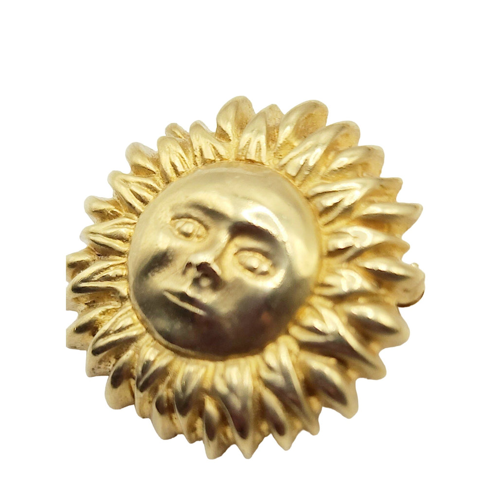 Vintage Stamped 18K Sun Brooch Pin (A5032)