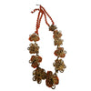 Vintage Glass & Crystal Brass Flower Necklace (A3888)