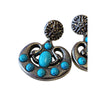 Vintage 80s Faux Metal & Faux Turquoise Snake Dangle Clip Earrings (A2222)