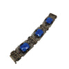 Vintage Czech Style Filigree Brass & Lapis Glass Bracelet (A3858)