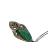 Antique Mottled Green Glass Art Deco & Paste Pendant Necklace (A3884)