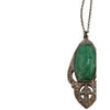 Antique Mottled Green Glass Art Deco & Paste Pendant Necklace (A3884)