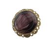 Beautiful Signed Western Germany Purple Slag Glass Brooch (A4991)