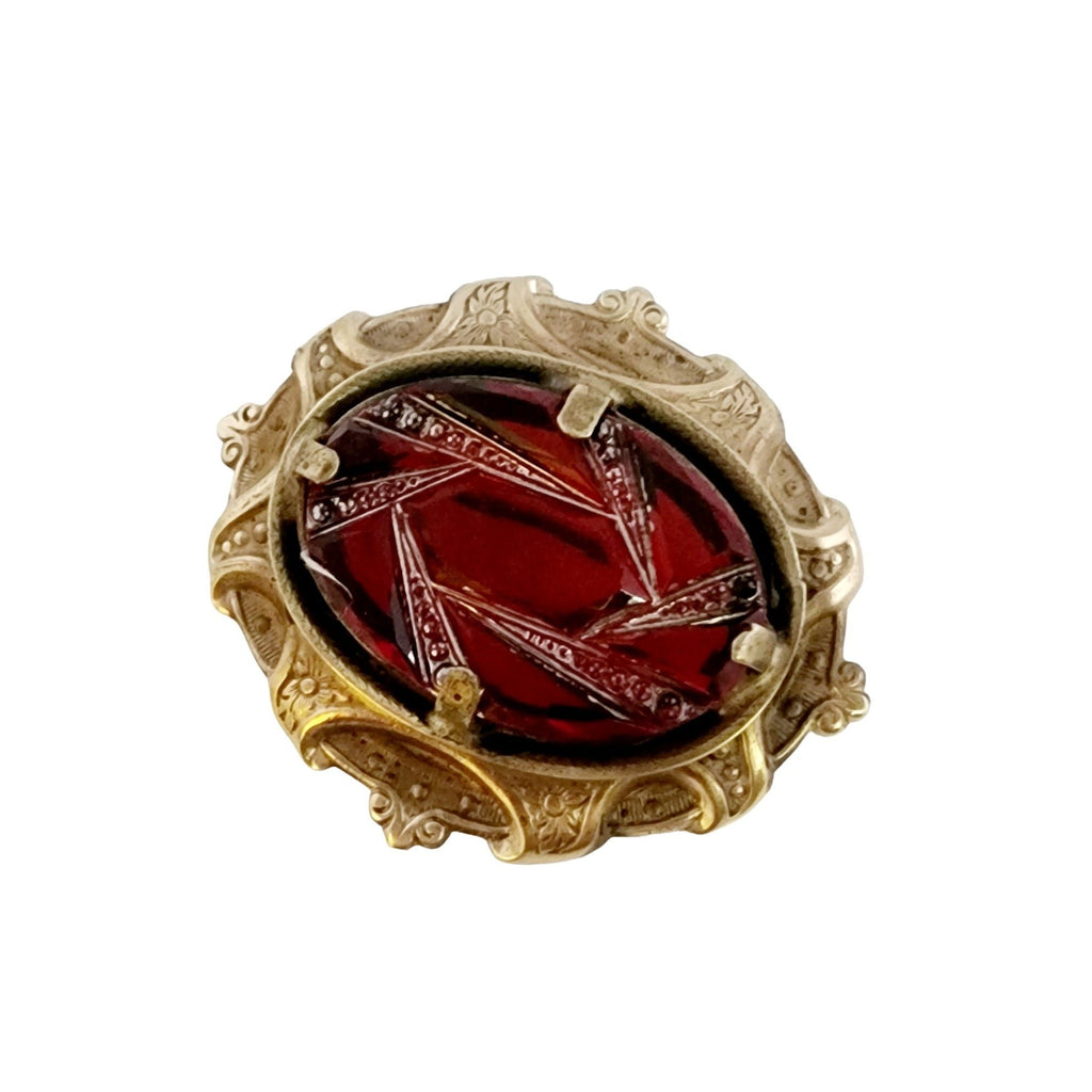 Amazing Victorian Revival Molded Glass Brooch (A4989)