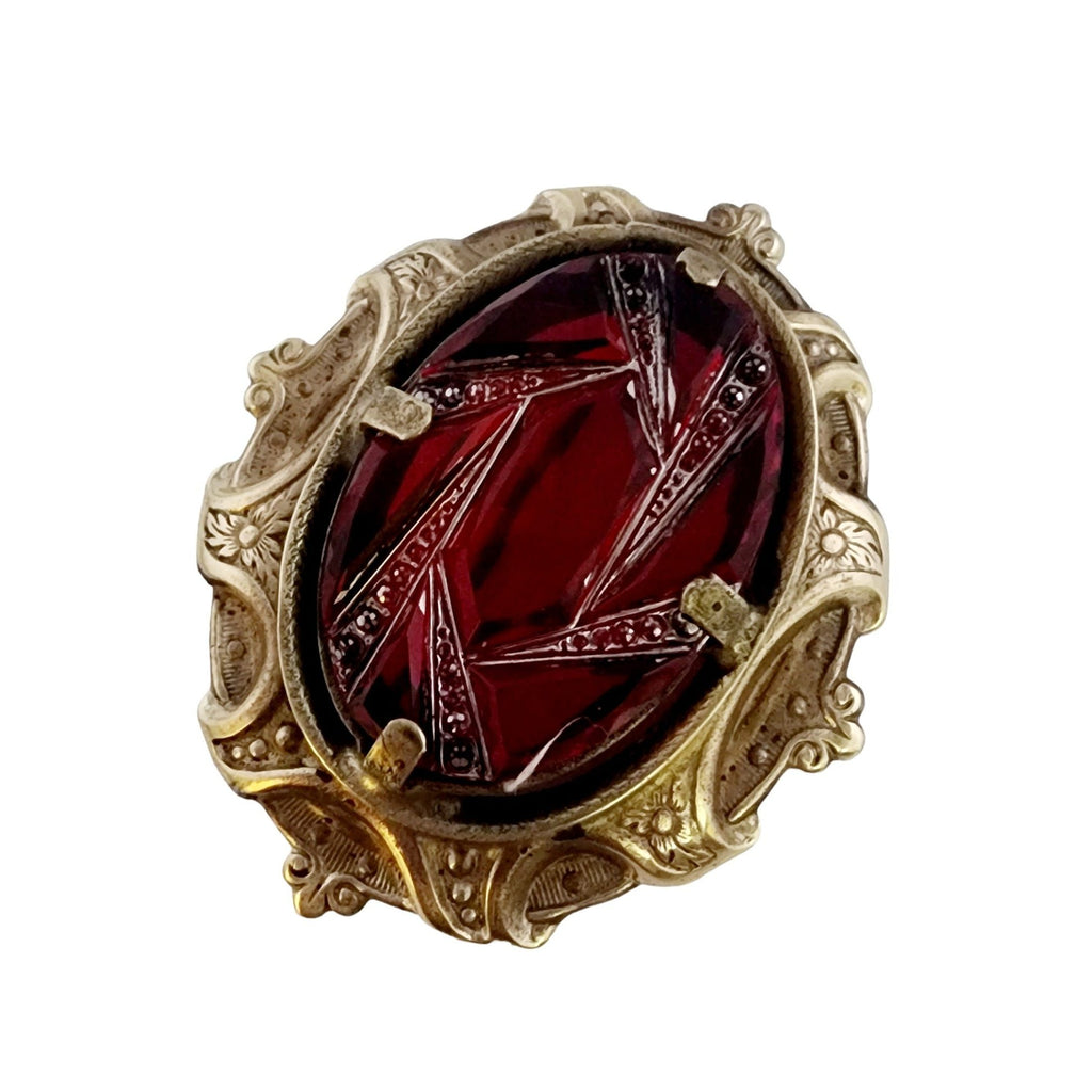 Amazing Victorian Revival Molded Glass Brooch (A4989)