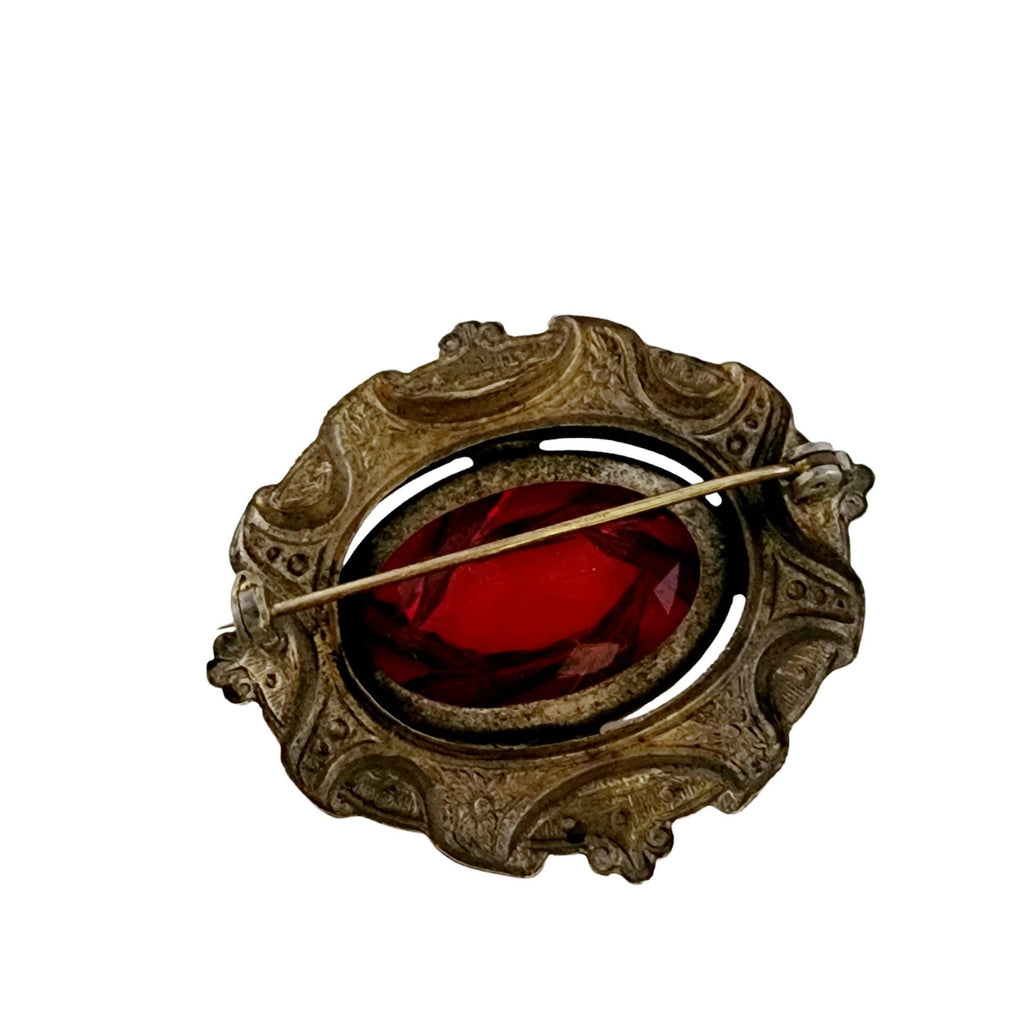 Amazing Victorian Revival Molded Glass Brooch (A4989)