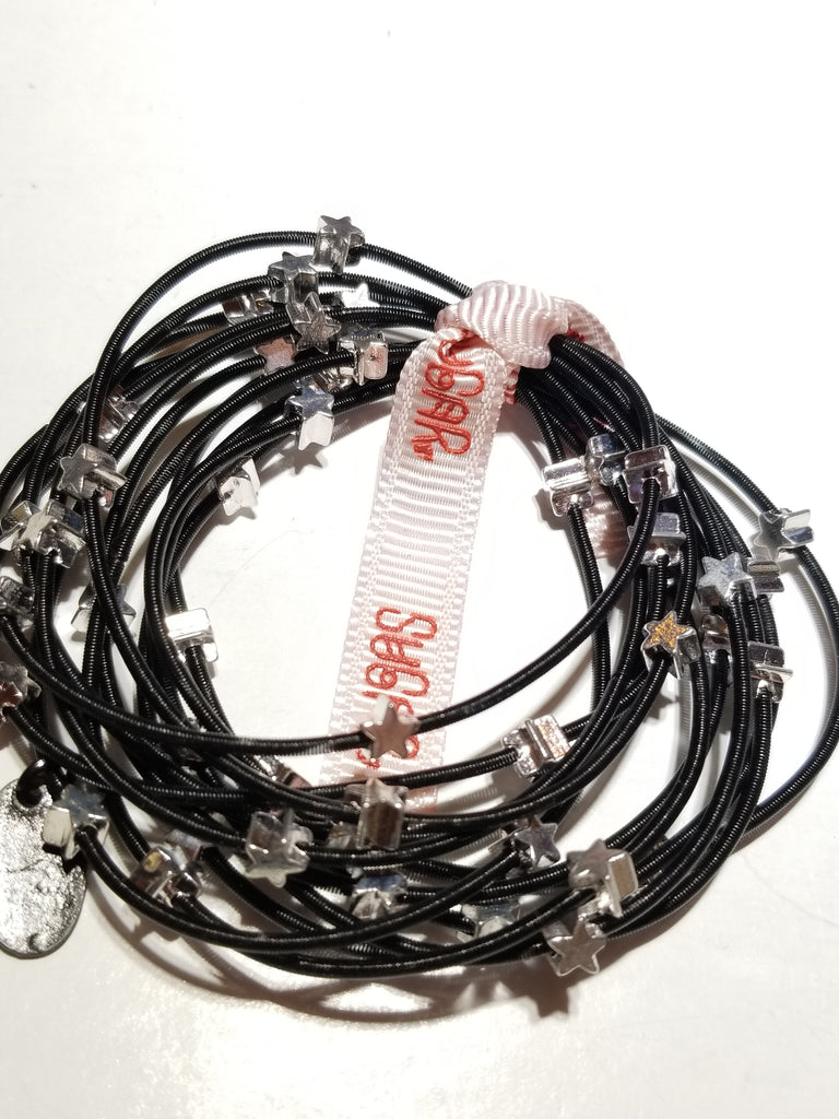 Half and Half Darkened Silver Piano Wire Bracelet