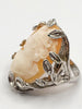 Vintage Sterling Brutalist design cameo ring marked Cole